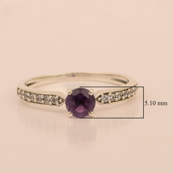 0.50 Ctw Round Cut Amethyst Solitaire Accent 925 Sterling Silver Wedding Ring - Kimaya INC