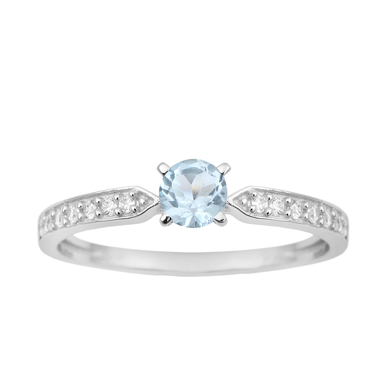 0.50 Ctw Round Cut Blue Topaz Solitaire Accent 925 Sterling Silver Wedding Ring - Kimaya INC
