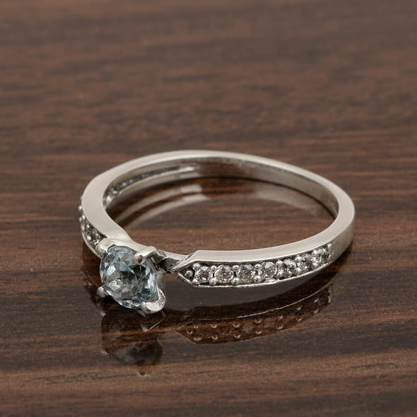 0.50 Ctw Round Cut Blue Topaz Solitaire Accent 925 Sterling Silver Wedding Ring - Kimaya INC
