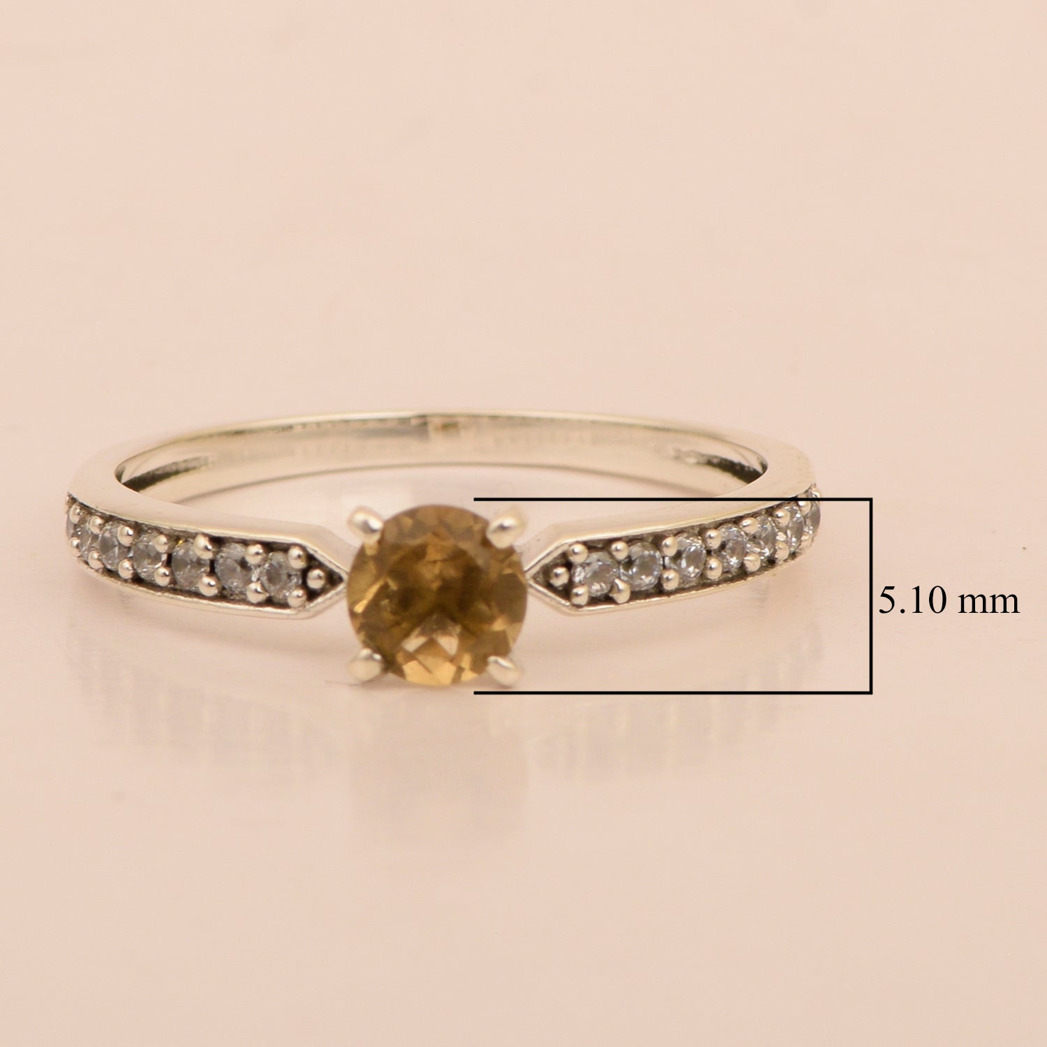 0.50 Ctw Round Cut Citrine Solitaire Accent 925 Sterling Silver Wedding Ring - Kimaya INC