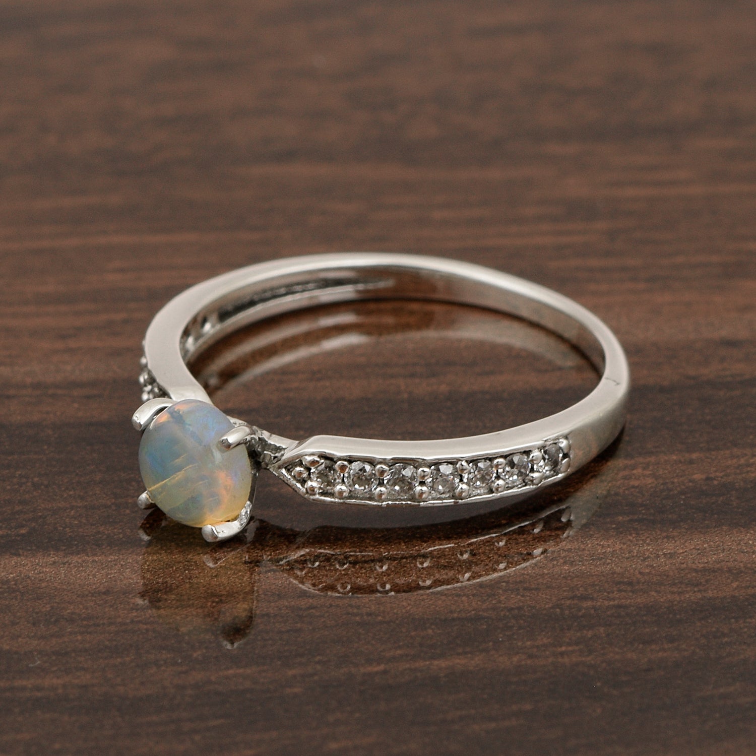0.50 Ctw Round Cut Opal Solitaire Accent 925 Sterling Silver Wedding Ring - Kimaya INC