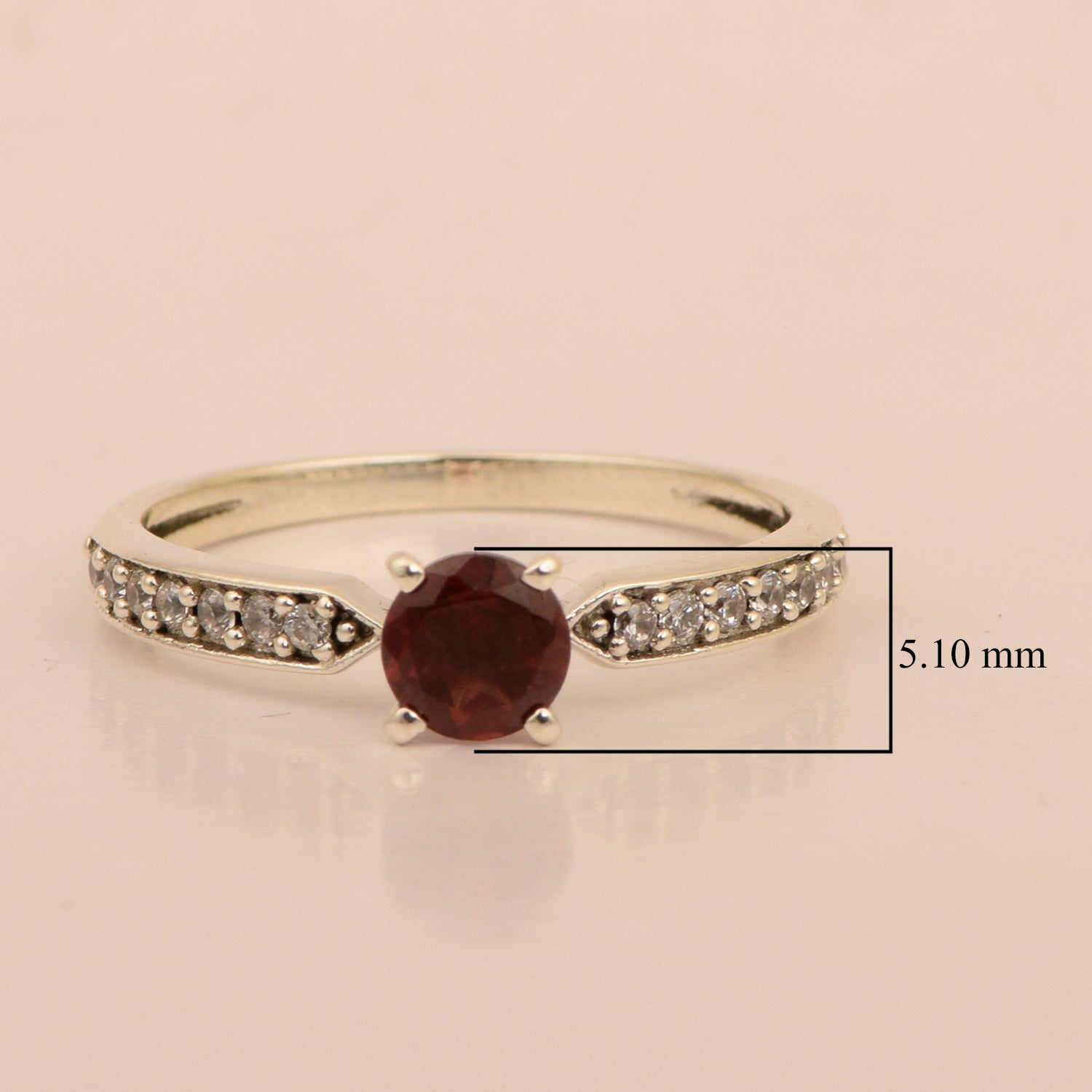 0.50 Ctw Round Cut Garnet Solitaire Accent 925 Sterling Silver Wedding Ring - Kimaya INC