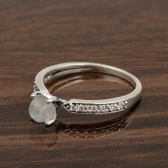 0.50 Ctw Round Cut Moonstone Solitaire Accent 925 Sterling Silver Wedding Ring - Kimaya INC