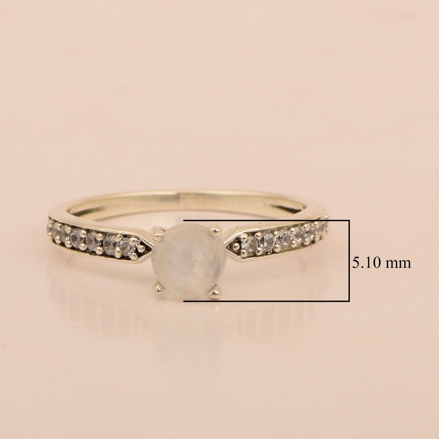 0.50 Ctw Round Cut Moonstone Solitaire Accent 925 Sterling Silver Wedding Ring - Kimaya INC