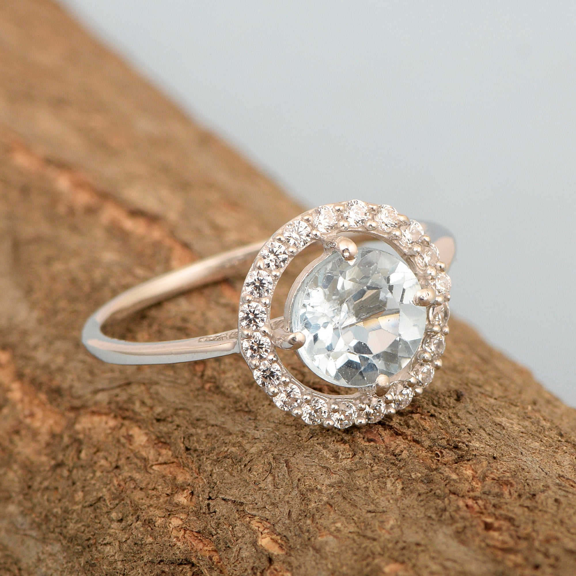 Solid 925 Sterling Silver Oval Cut 1 Ctw Solitaire Blue Topaz Engagement Ring - Kimaya INC