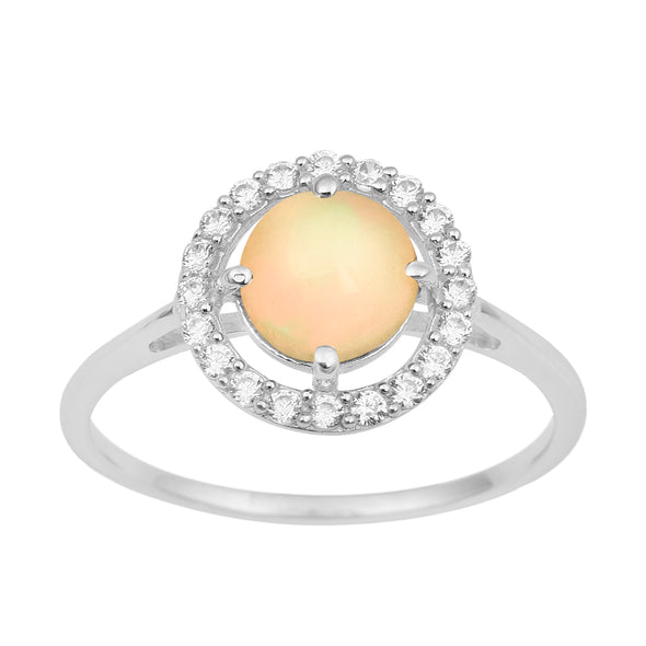 Solid 925 Sterling Silver Oval Cut 1 Ctw Solitaire Opal Engagement Ring - Kimaya INC