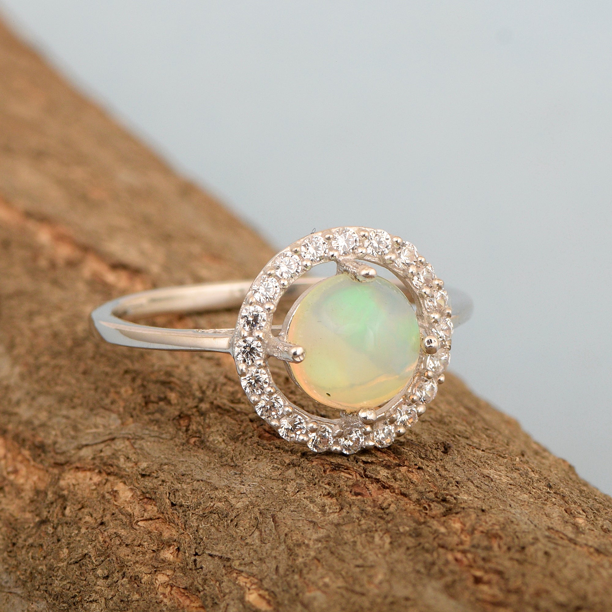 Solid 925 Sterling Silver Oval Cut 1 Ctw Solitaire Opal Engagement Ring - Kimaya INC