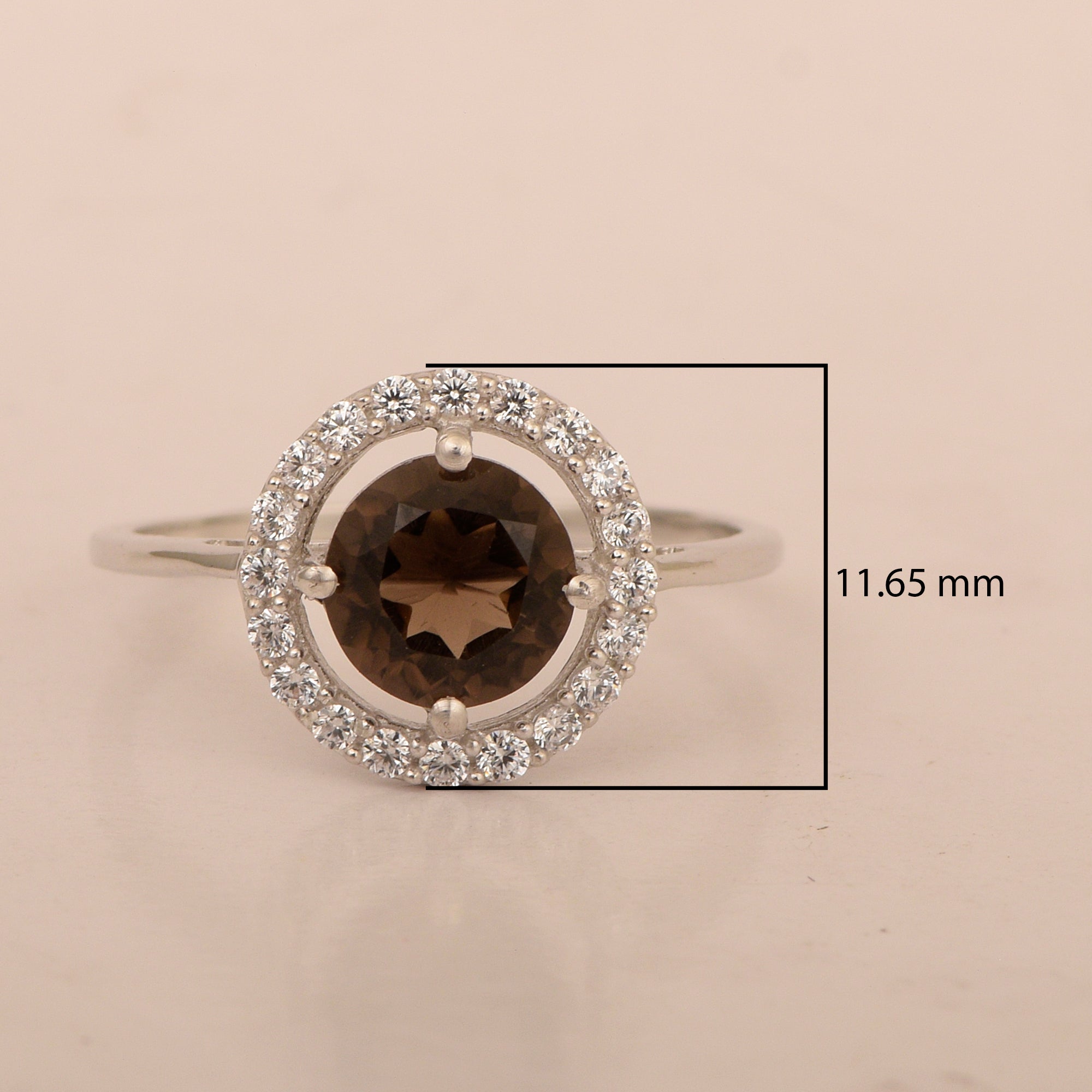 Solid 925 Sterling Silver Oval Cut 1 Ctw Solitaire Smoky Quartz Engagement Ring - Kimaya INC