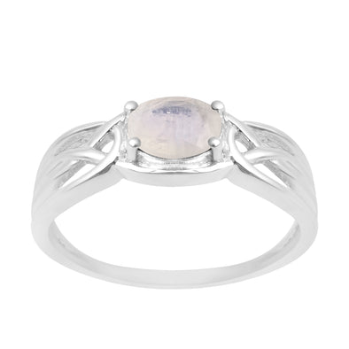 925 Sterling Silver Oval-Cut Moonstone Bridal Wedding Ring - Kimaya INC