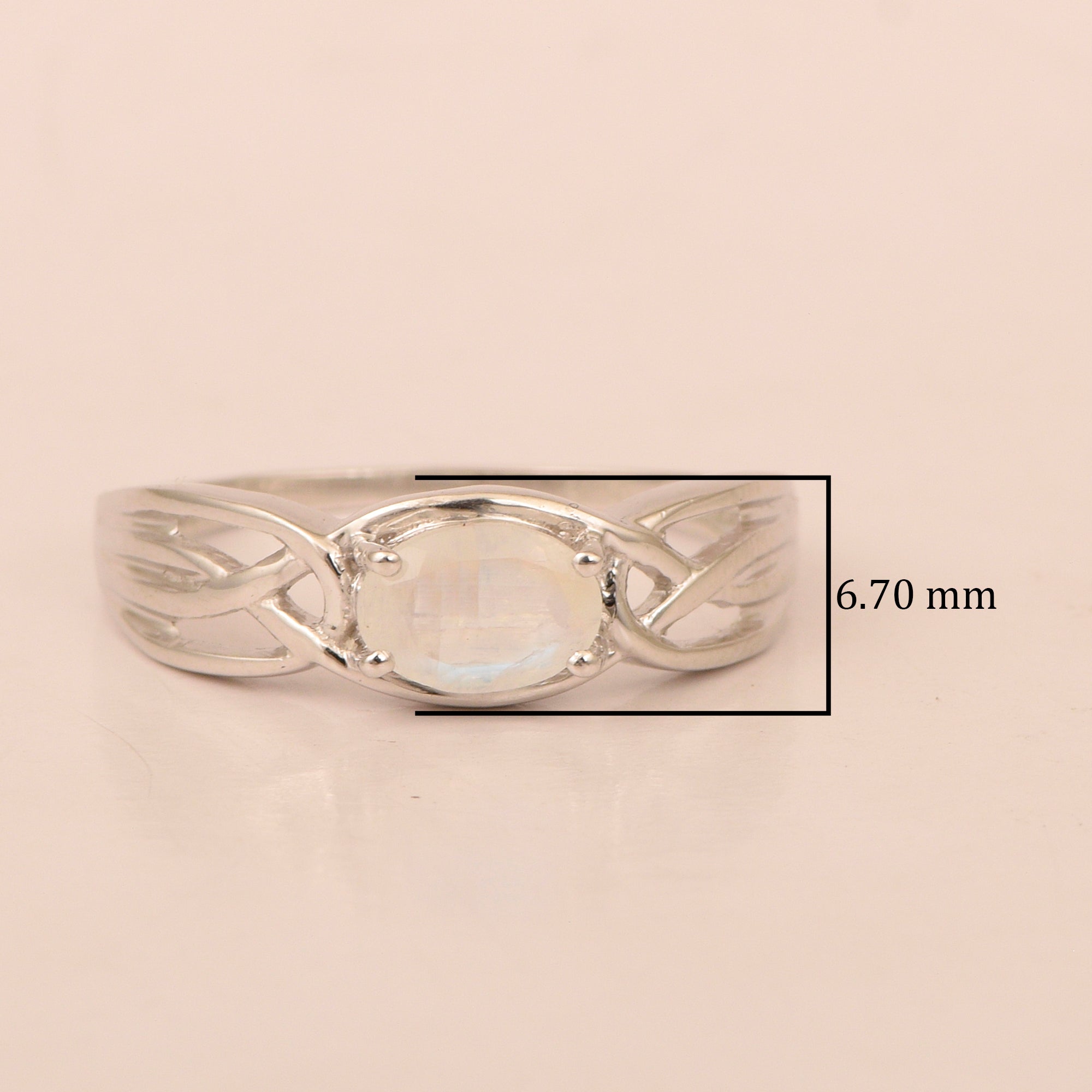 925 Sterling Silver Oval-Cut Moonstone Bridal Wedding Ring - Kimaya INC