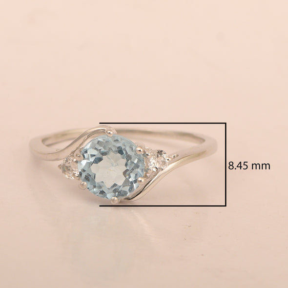 Sterling Silver Timeless Blue Topaz Round 7 MM Women Engagement Ring - Kimaya INC
