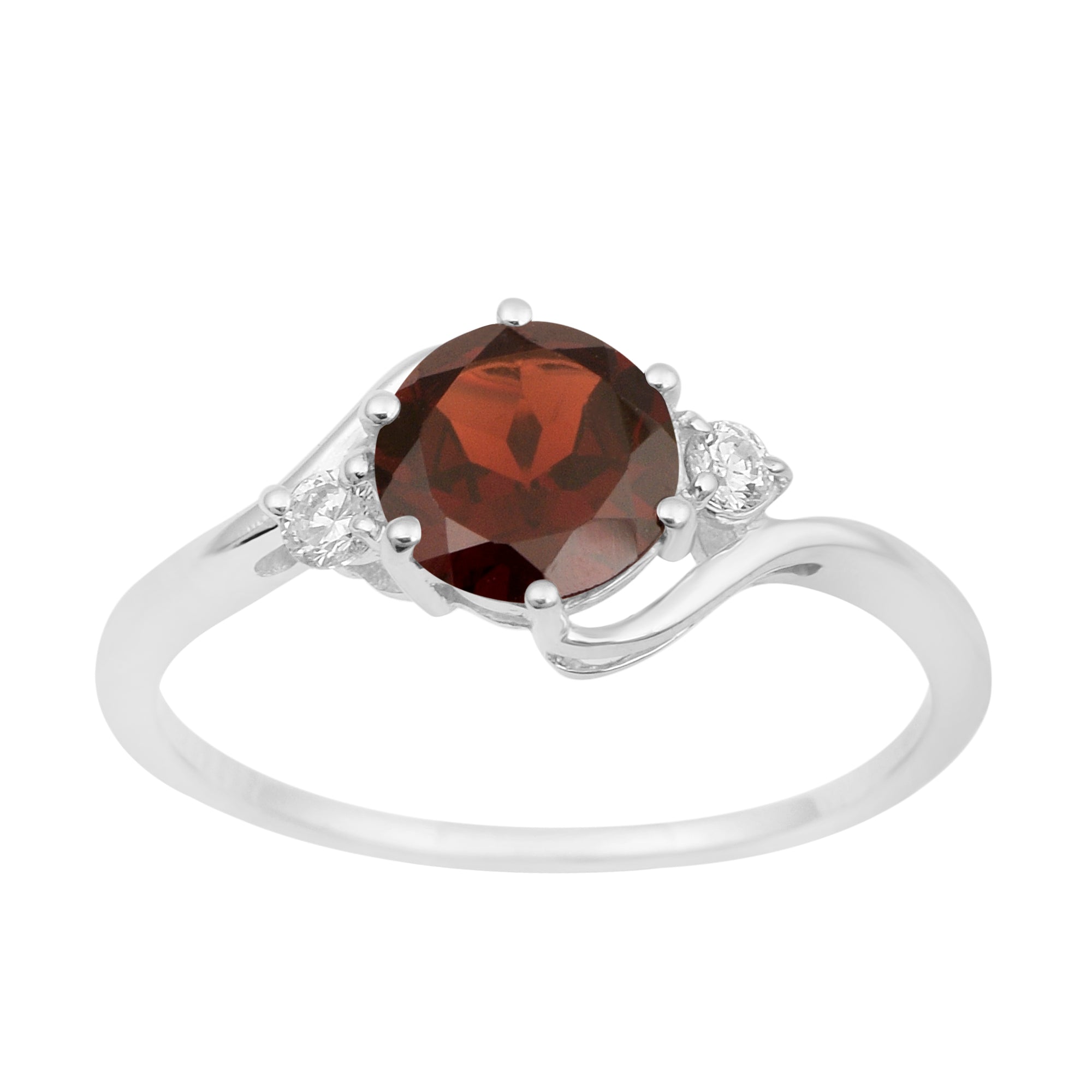 Sterling Silver Timeless Garnet Round 7 MM Women Engagement Ring - Kimaya INC