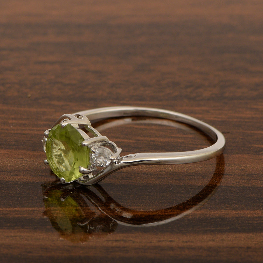 Peridot Three Stone Bypass Ring- Sterling Silver
