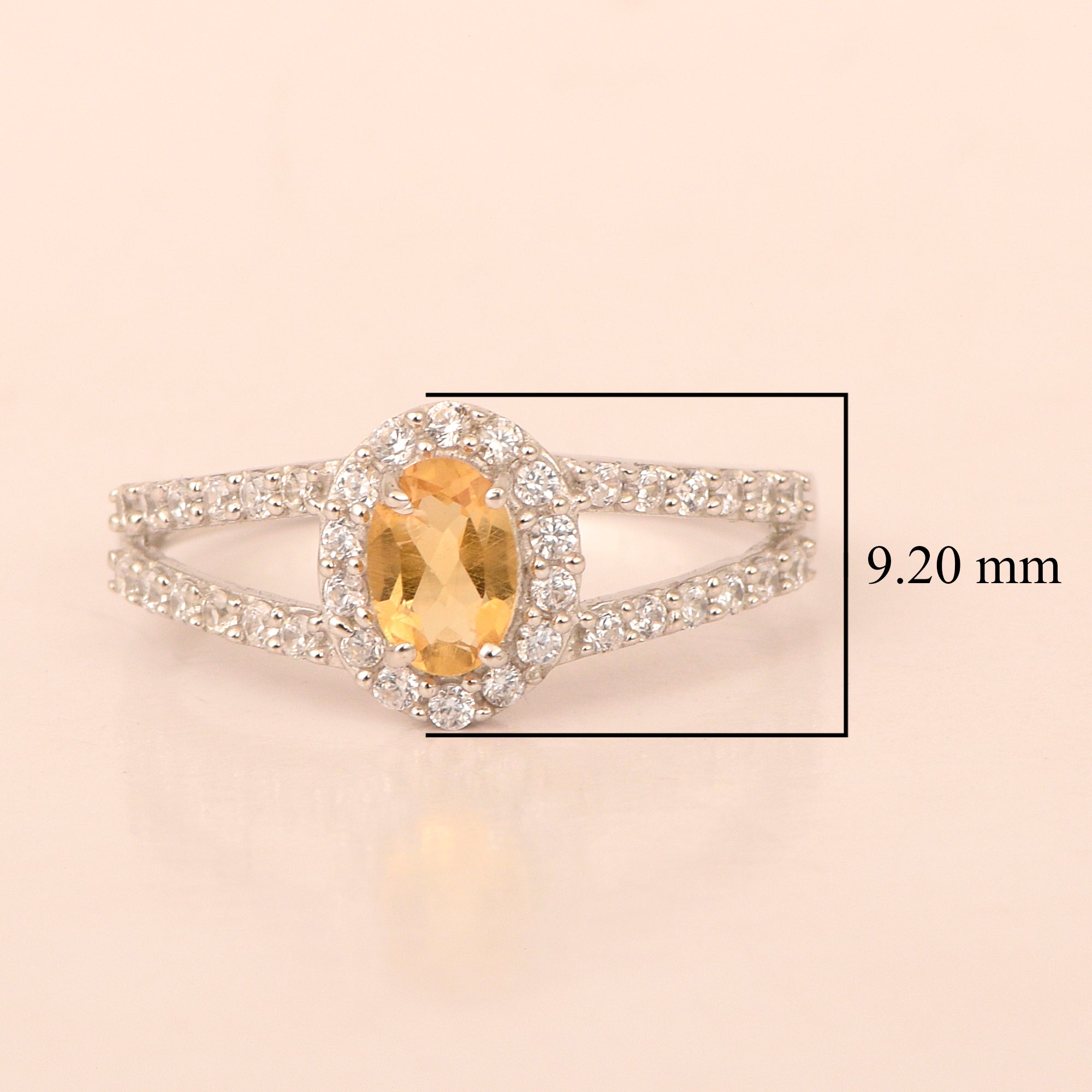 925 Sterling Silver Oval 0.50 Ctw Citrine Women Engagement Ring - Kimaya INC