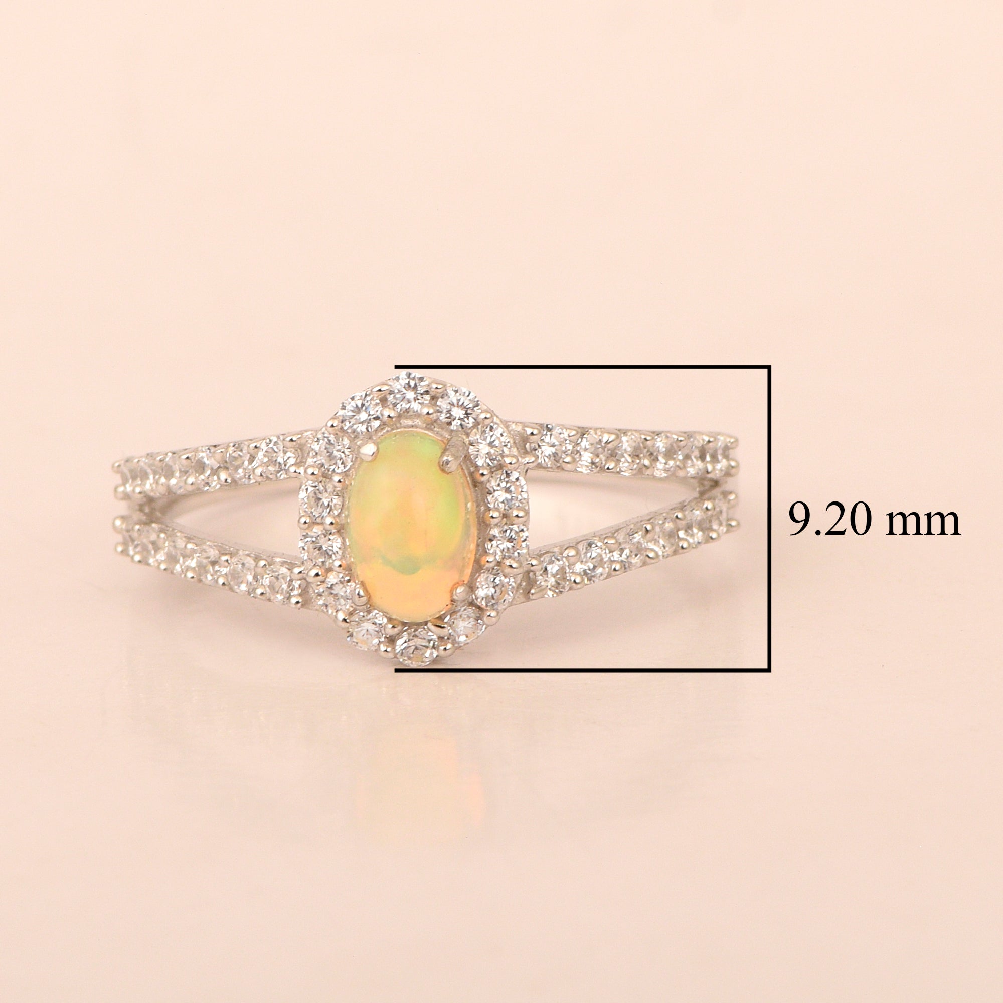 925 Sterling Silver Oval 0.50 Ctw Opal Women Engagement Ring - Kimaya INC