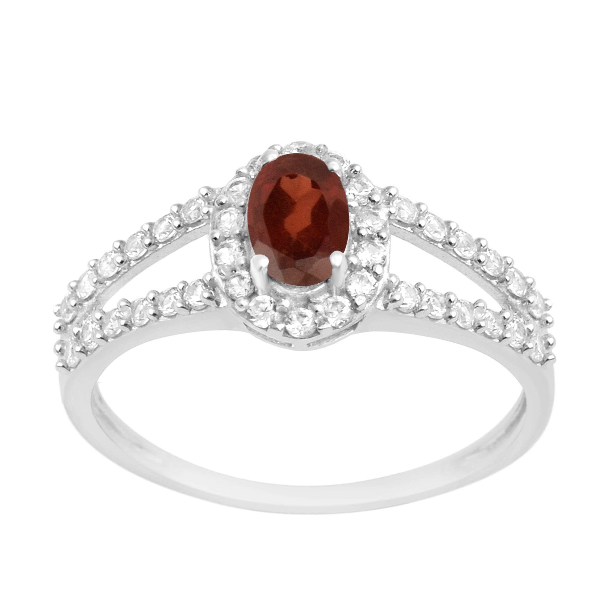 925 Sterling Silver Oval 0.50 Ctw Garnet Women Engagement Ring - Kimaya INC