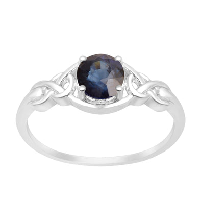 Stylish 925 Sterling Silver Round 6MM Blue Sapphire Women Love Wedding Ring - Kimaya INC