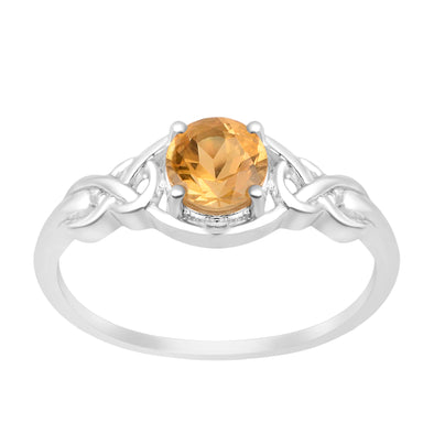 Stylish 925 Sterling Silver Round 6MM Citrine Women Love Wedding Ring - Kimaya INC