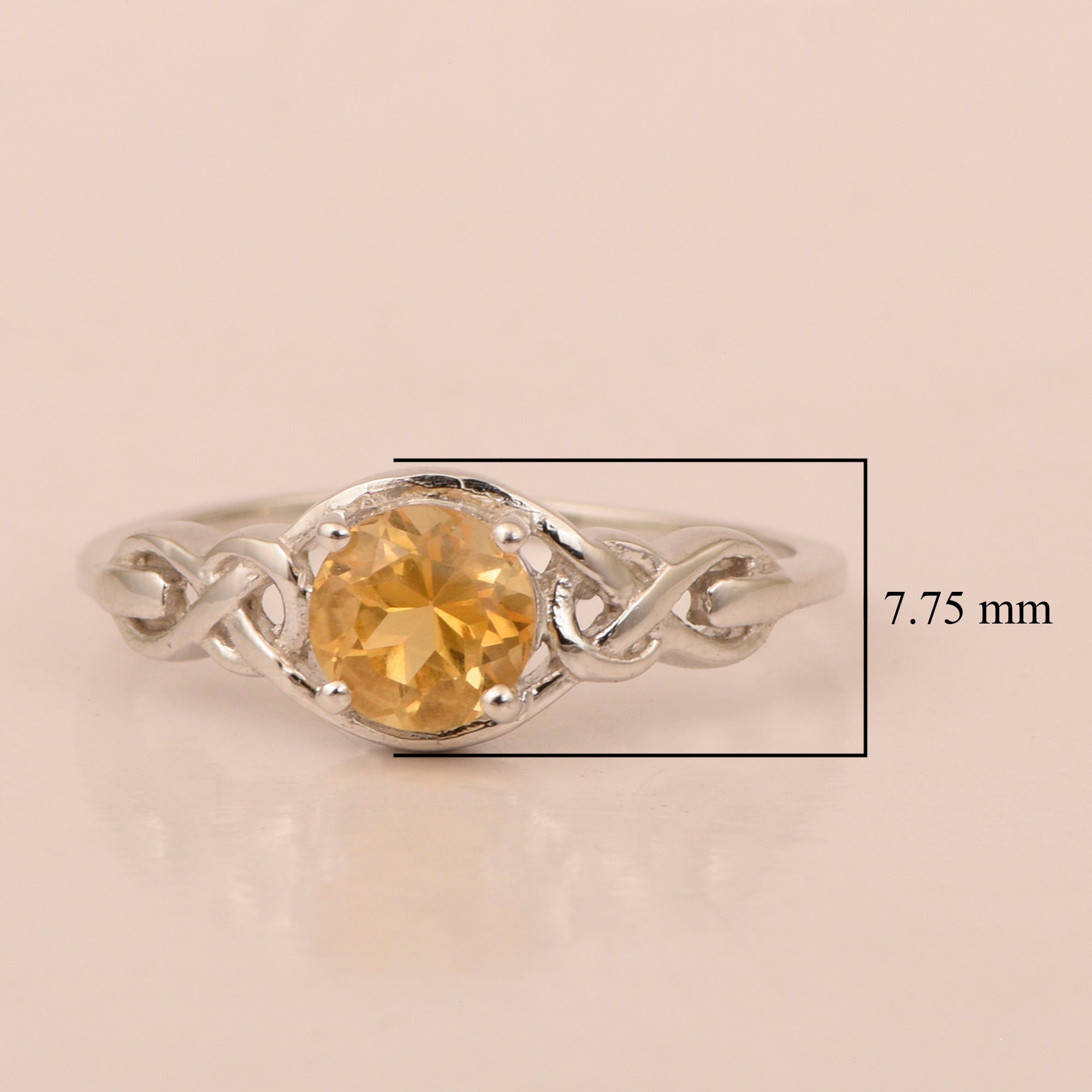 Stylish 925 Sterling Silver Round 6MM Citrine Women Love Wedding Ring - Kimaya INC