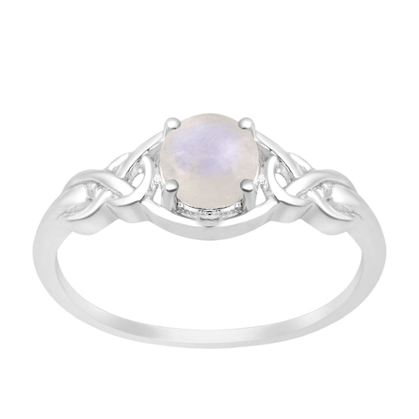 Stylish 925 Sterling Silver Round 6MM Moonstone Women Love Wedding Ring - Kimaya INC