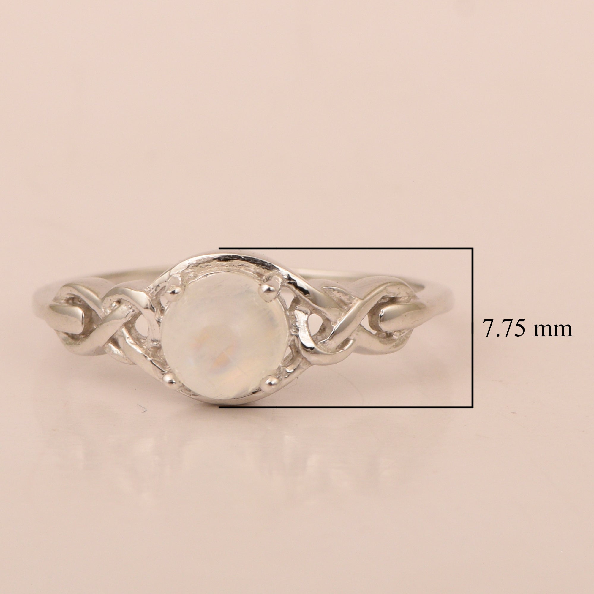 Stylish 925 Sterling Silver Round 6MM Moonstone Women Love Wedding Ring - Kimaya INC