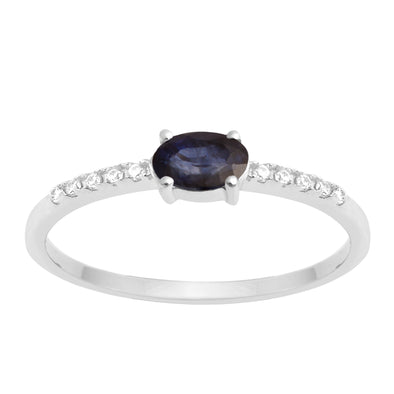 925 Sterling Silver Oval 0.65 Ctw Blue Sapphire Women Wedding Ring - Kimaya INC