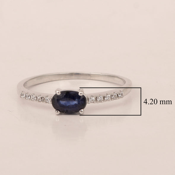 925 Sterling Silver Oval 0.65 Ctw Blue Sapphire Women Wedding Ring - Kimaya INC