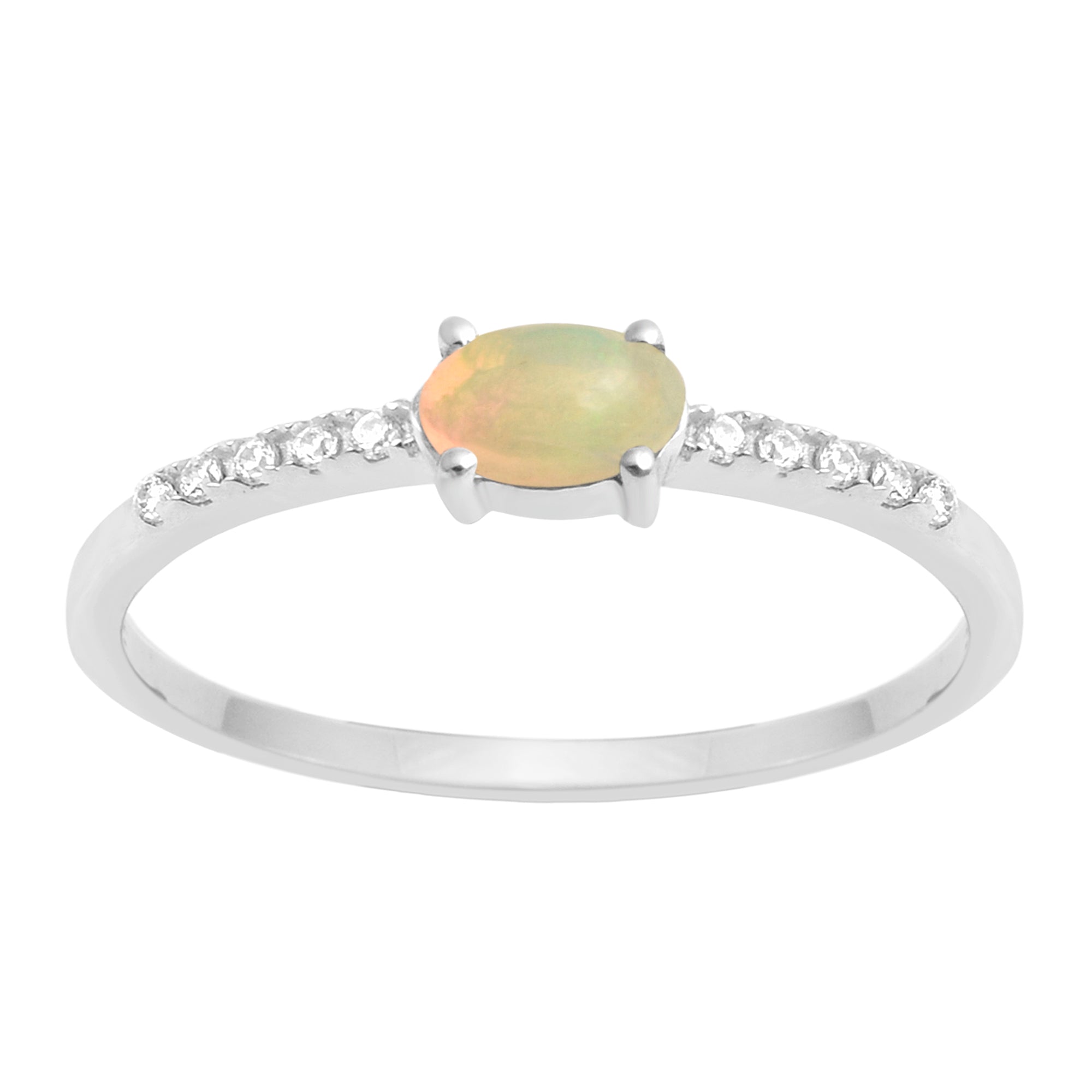 925 Sterling Silver Oval 0.65 Ctw Opal Women Wedding Ring - Kimaya INC