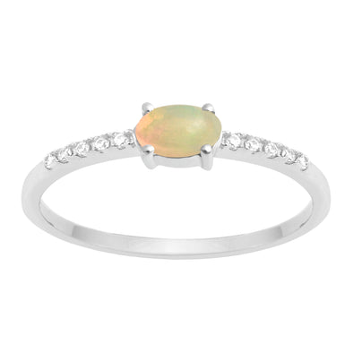 925 Sterling Silver Oval 0.65 Ctw Opal Women Wedding Ring - Kimaya INC