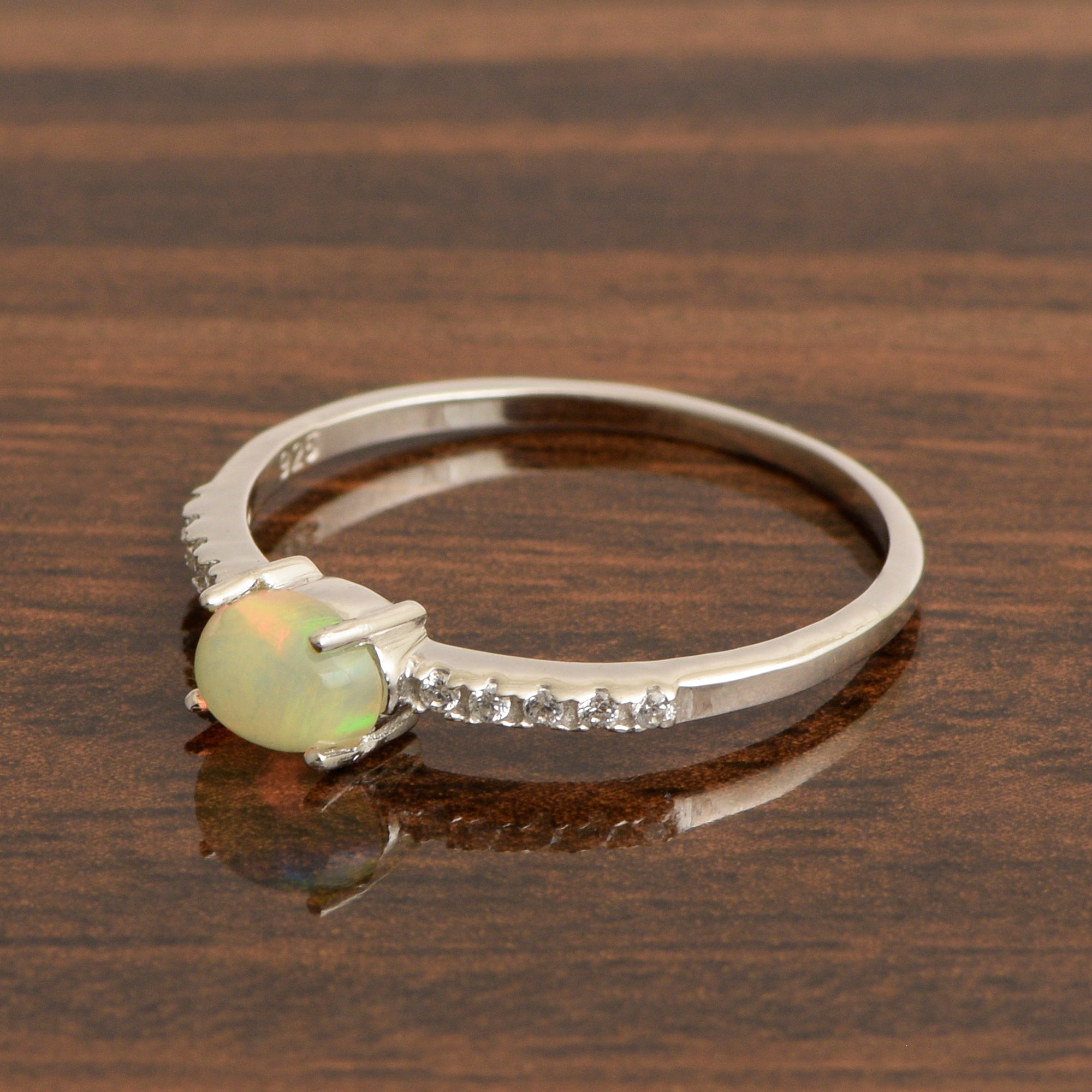 925 Sterling Silver Oval 0.65 Ctw Opal Women Wedding Ring - Kimaya INC