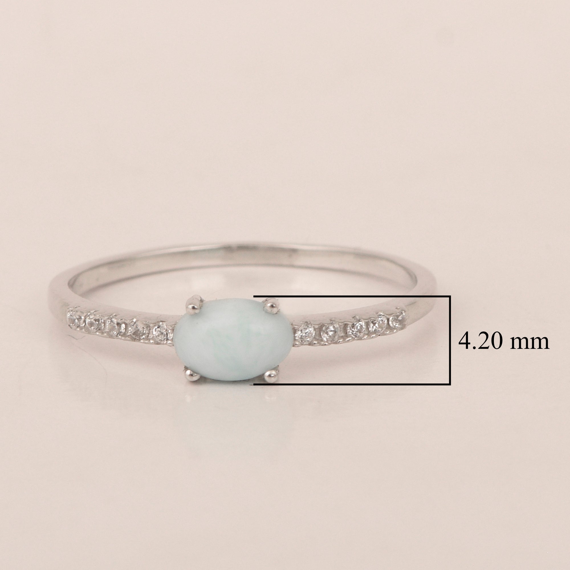 925 Sterling Silver Oval 0.65 Ctw Larimar Women Wedding Ring - Kimaya INC