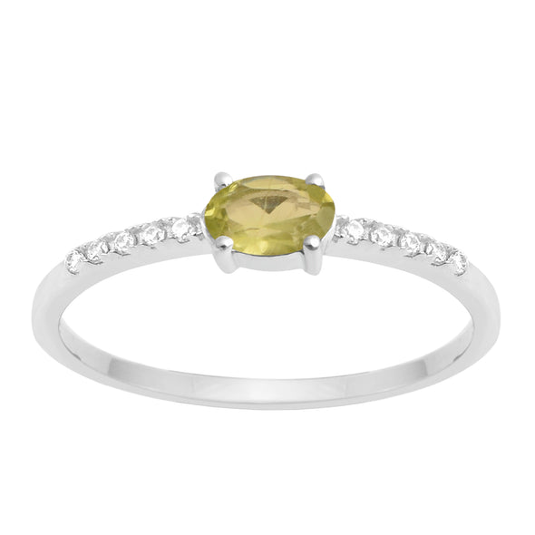 925 Sterling Silver Oval 0.65 Ctw Peridot Women Wedding Ring - Kimaya INC