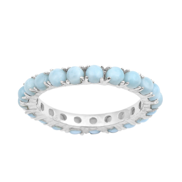 Full Eternity 2 Ctw Larimar Sterling Silver Women Stackable Ring - Kimaya INC