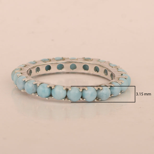 Full Eternity 2 Ctw Larimar Sterling Silver Women Stackable Ring - Kimaya INC