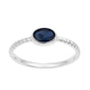 925 Sterling Silver Oval 0.35 Ctw Blue Sapphire Stackable Ring - Kimaya INC