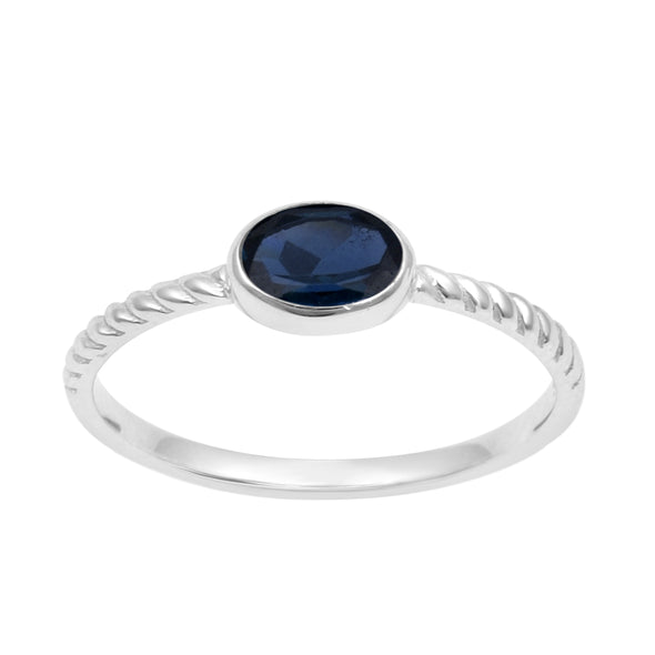 925 Sterling Silver Oval 0.35 Ctw Blue Sapphire Stackable Ring - Kimaya INC