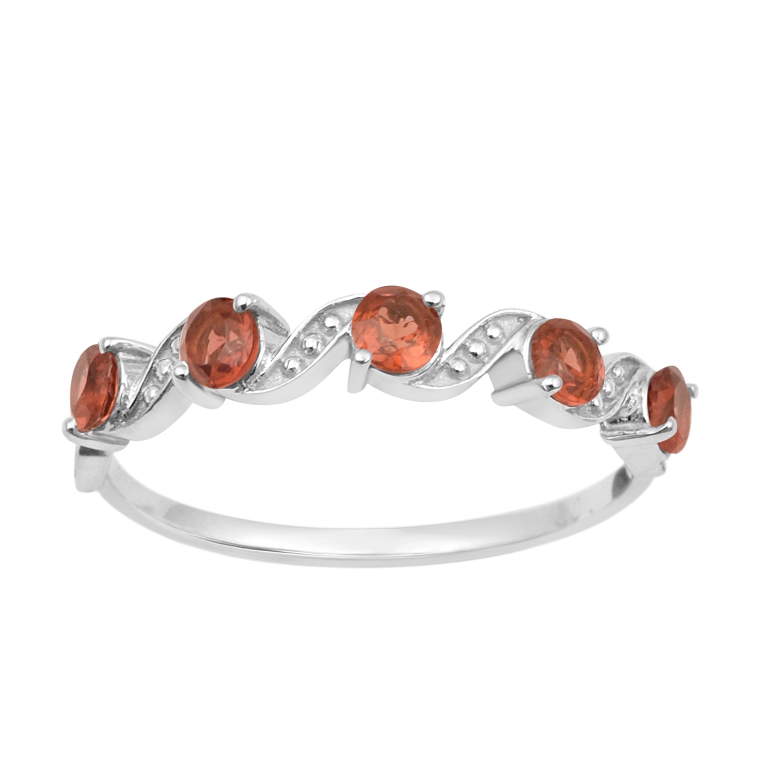 0.65 Ctw Round Garnet 925 Sterling Silver Half Eternity Women Ring - Kimaya INC