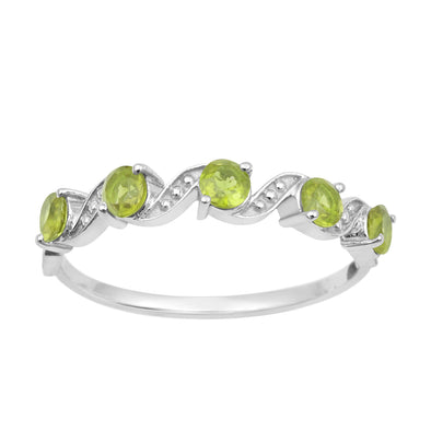 0.65 Ctw Round Peridot 925 Sterling Silver Half Eternity Women Ring - Kimaya INC