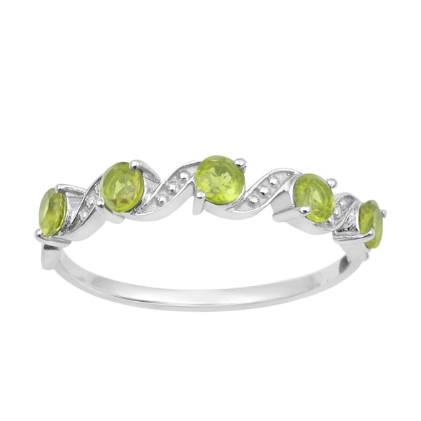 0.65 Ctw Round Peridot 925 Sterling Silver Half Eternity Women Ring - Kimaya INC