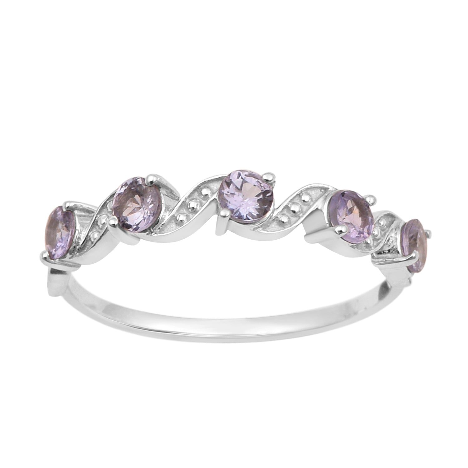 0.65 Ctw Round Tanzanite 925 Sterling Silver Half Eternity Women Ring - Kimaya INC