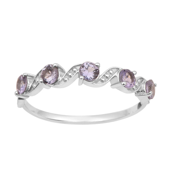 0.65 Ctw Round Tanzanite 925 Sterling Silver Half Eternity Women Ring - Kimaya INC