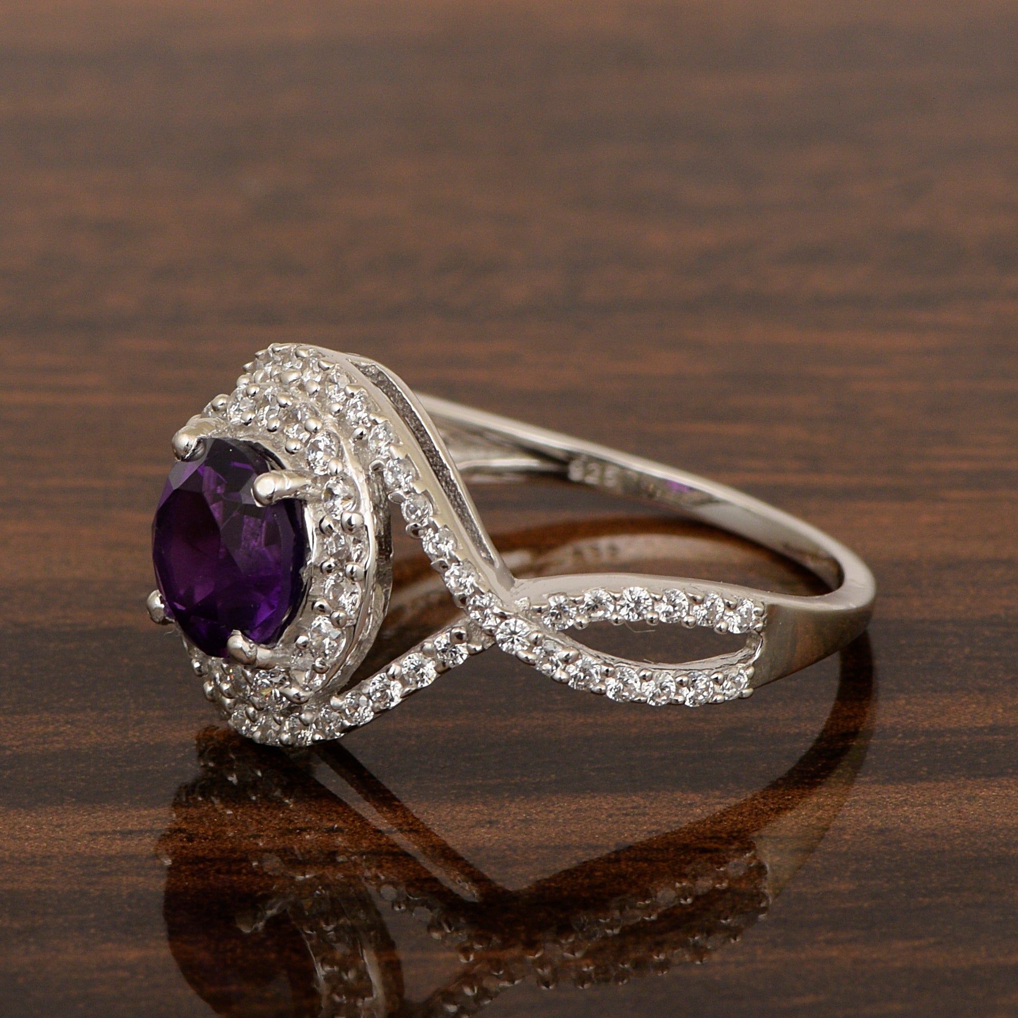 925 Sterling Silver 1.50 Ctw Amethyst Women Wedding Rings - Kimaya INC