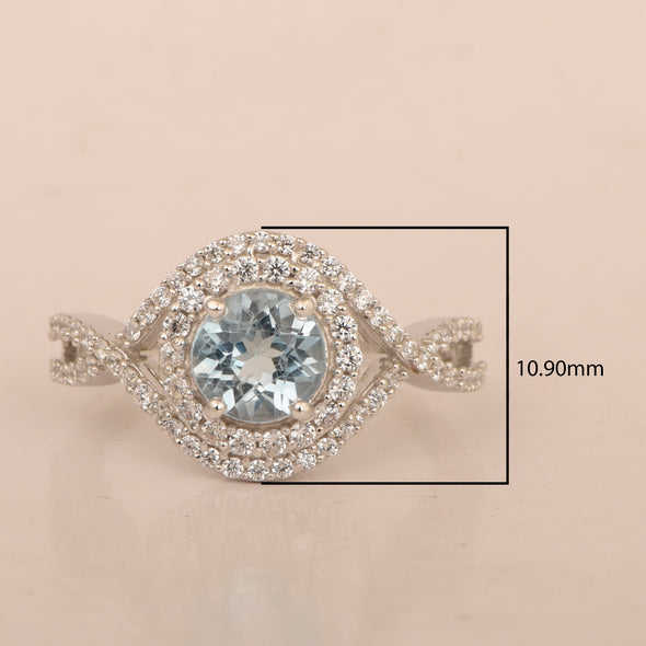 925 Sterling Silver 1.50 Ctw Aquamarine Women Wedding Rings - Kimaya INC