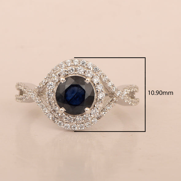 925 Sterling Silver 1.50 Ctw Blue Sapphire Women Wedding Rings - Kimaya INC