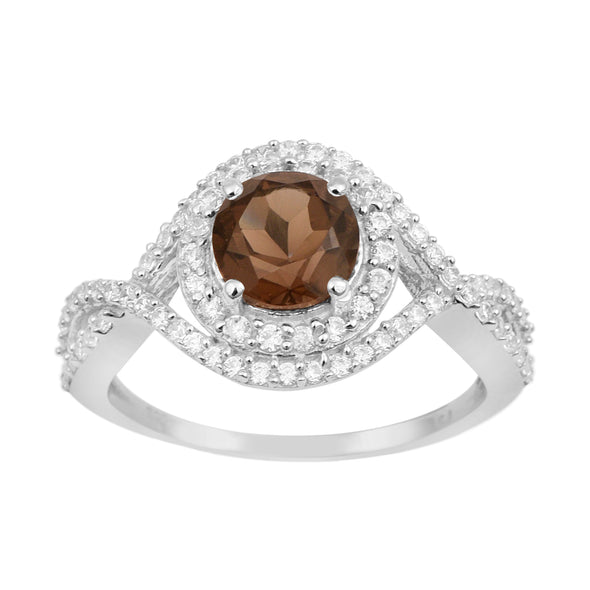 925 Sterling Silver 1.50 Ctw Smoky Quartz Women Wedding Rings - Kimaya INC