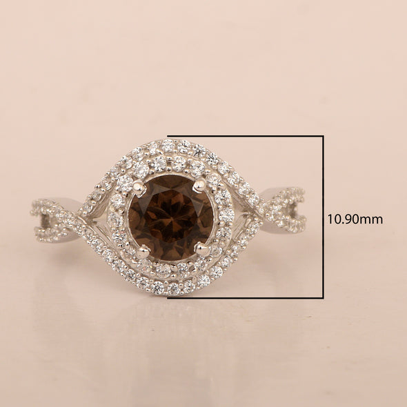 925 Sterling Silver 1.50 Ctw Smoky Quartz Women Wedding Rings - Kimaya INC