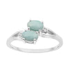 0.90 Ctw Oval Larimar 925 Sterling Silver Dual Stone Stackable Women Ring - Kimaya INC