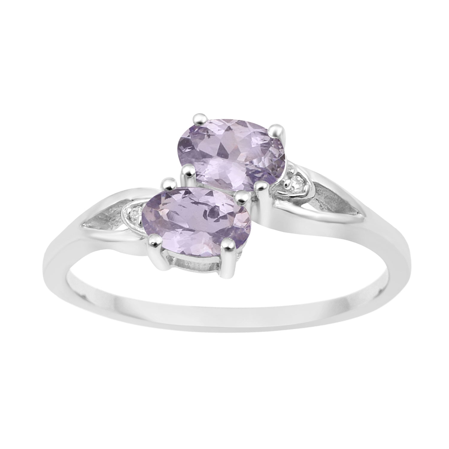 0.90 Ctw Oval Tanzanite 925 Sterling Silver Dual Stone Stackable Women Ring - Kimaya INC