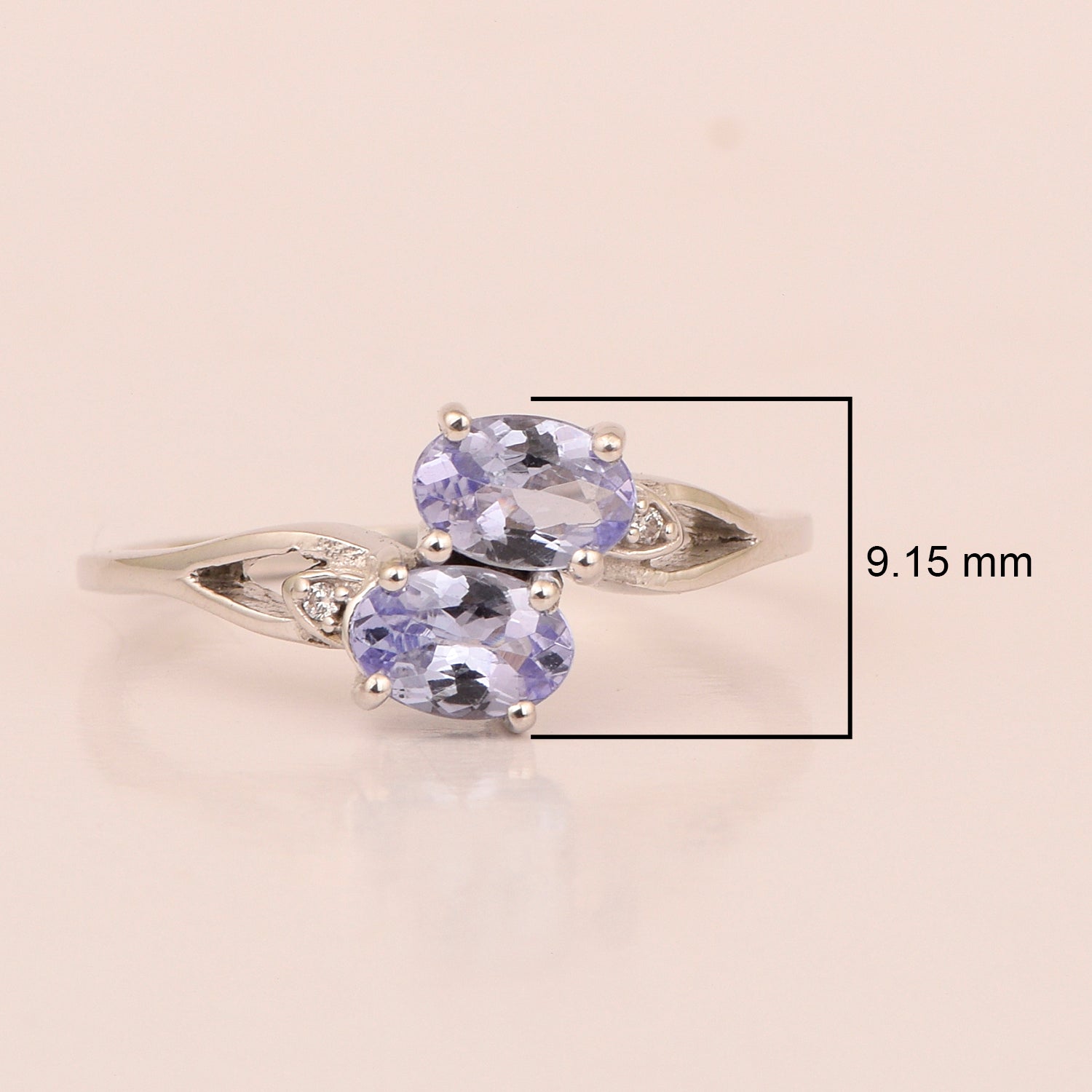0.90 Ctw Oval Tanzanite 925 Sterling Silver Dual Stone Stackable Women Ring - Kimaya INC