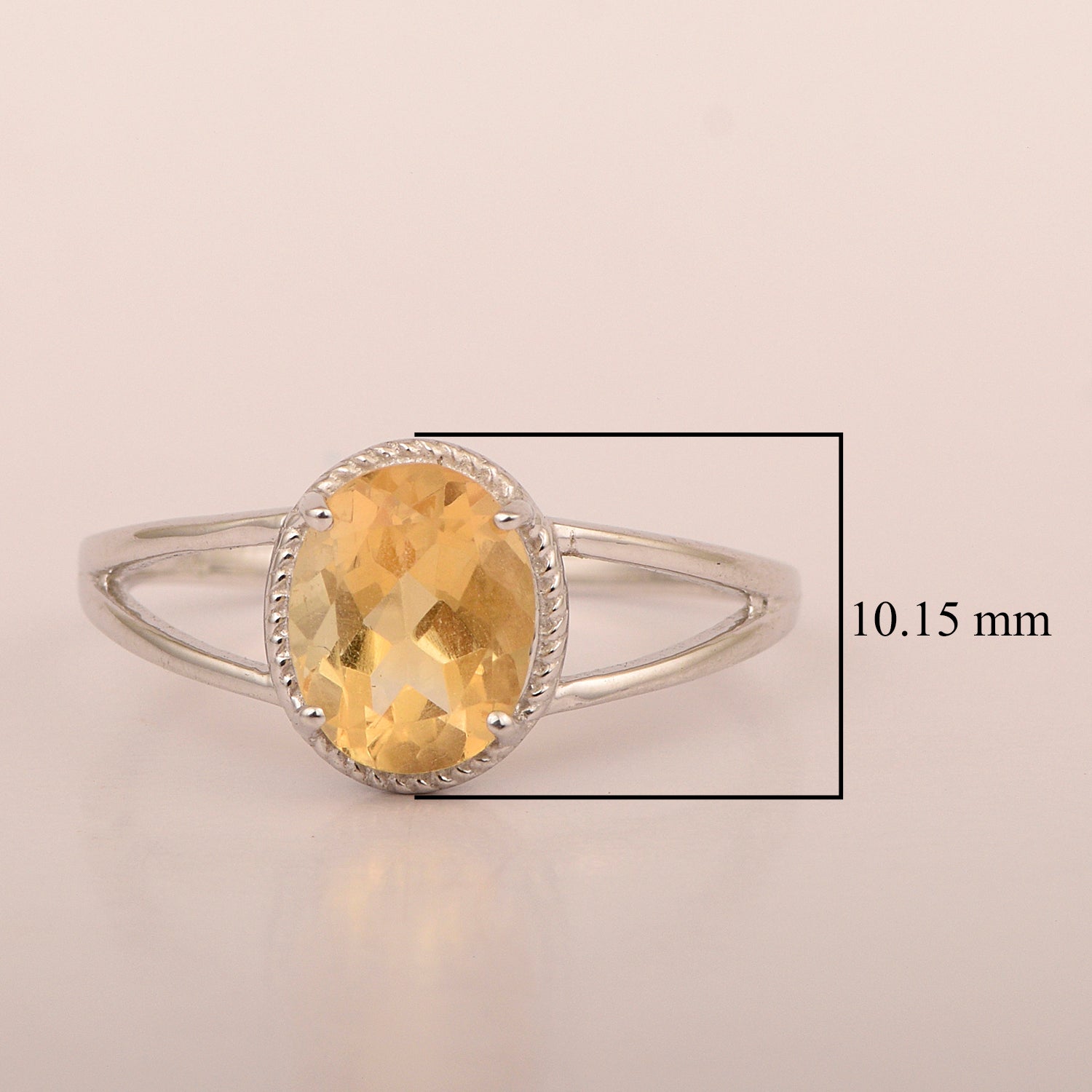 925 Sterling Silver Oval 2 Ctw Citrine Women Engagement Ring - Kimaya INC